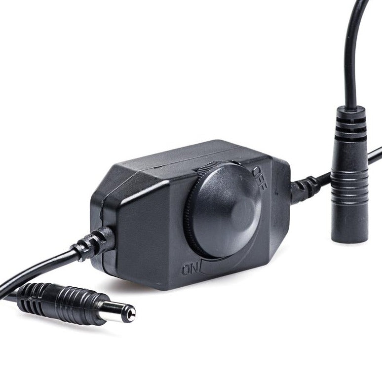 Inline LED Dimmer – Mini Single-Color DC 12V/24V Brightness Controller With Knob, Black