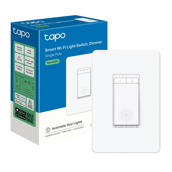 TP-Link Tapo Smart Dimmer Switch, Single Pole, Neutral Wire Required, 2.4GHz Wi-Fi Light Switch Compatible with Alexa and Google Home, UL Certified, No Hub Required, White