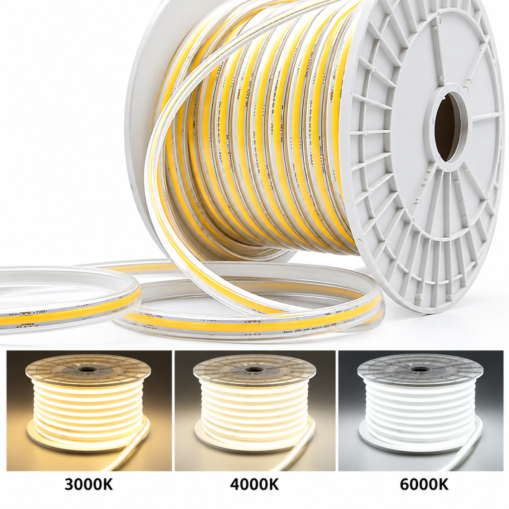 120V AC Flexible LED COB Strip Light – Direct Plug-In | 3000K / 4000K / 6000K