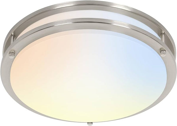 16” 5CCT Saturn Ring Brushed Nickel Flush Mount Fixture with Color Tunable Switch 25W