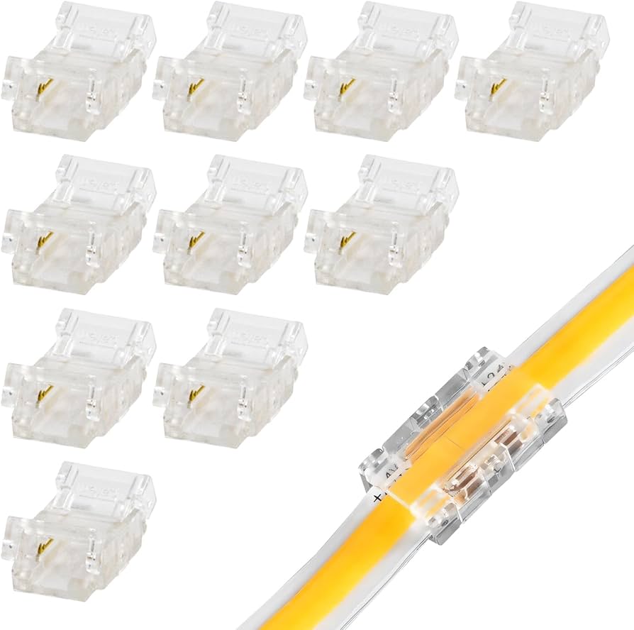 2-Pin 8mm COB LED Strip Light Connector Transparent Clip – LED OUTLET PR