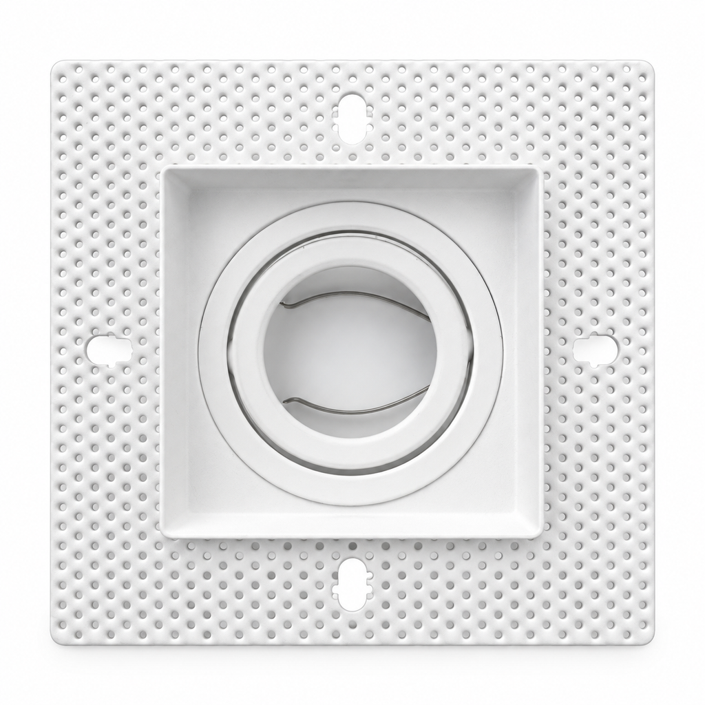 Square Trimless Plaster-In Adjustable Recessed Light Fixture for GU10/MR16 Bulbs