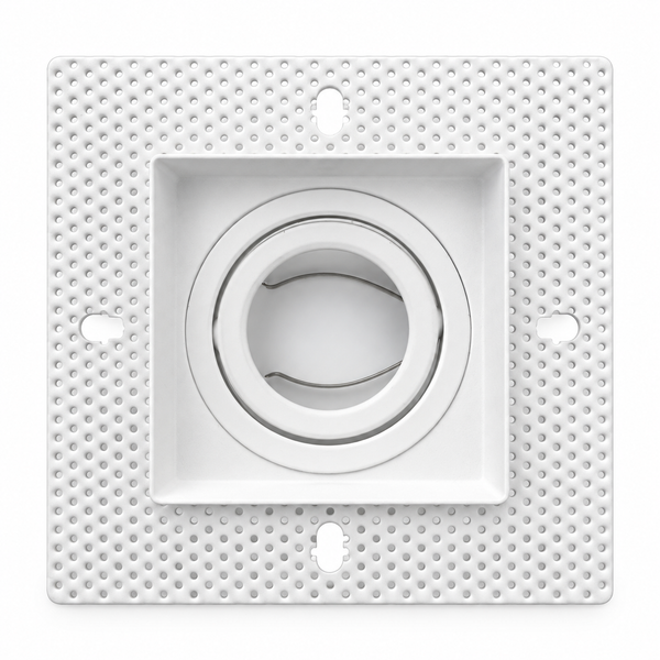 Square Trimless Plaster-In Adjustable Recessed Light Fixture for GU10/MR16 Bulbs