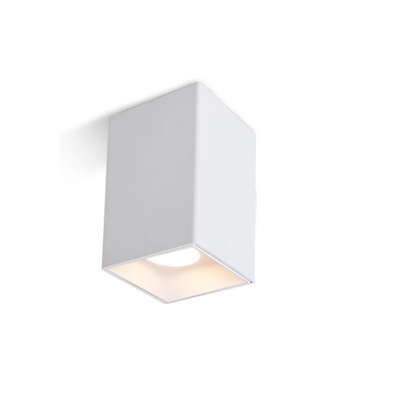 Flush Mount, White Square,  E27 Lamp Holder
