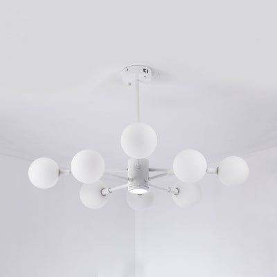 6 Orb Shade Chandelier - Milk E27 Base Type